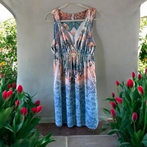 Kiara Beach coverup size Med or summer dress tie dye look blue pink oran…